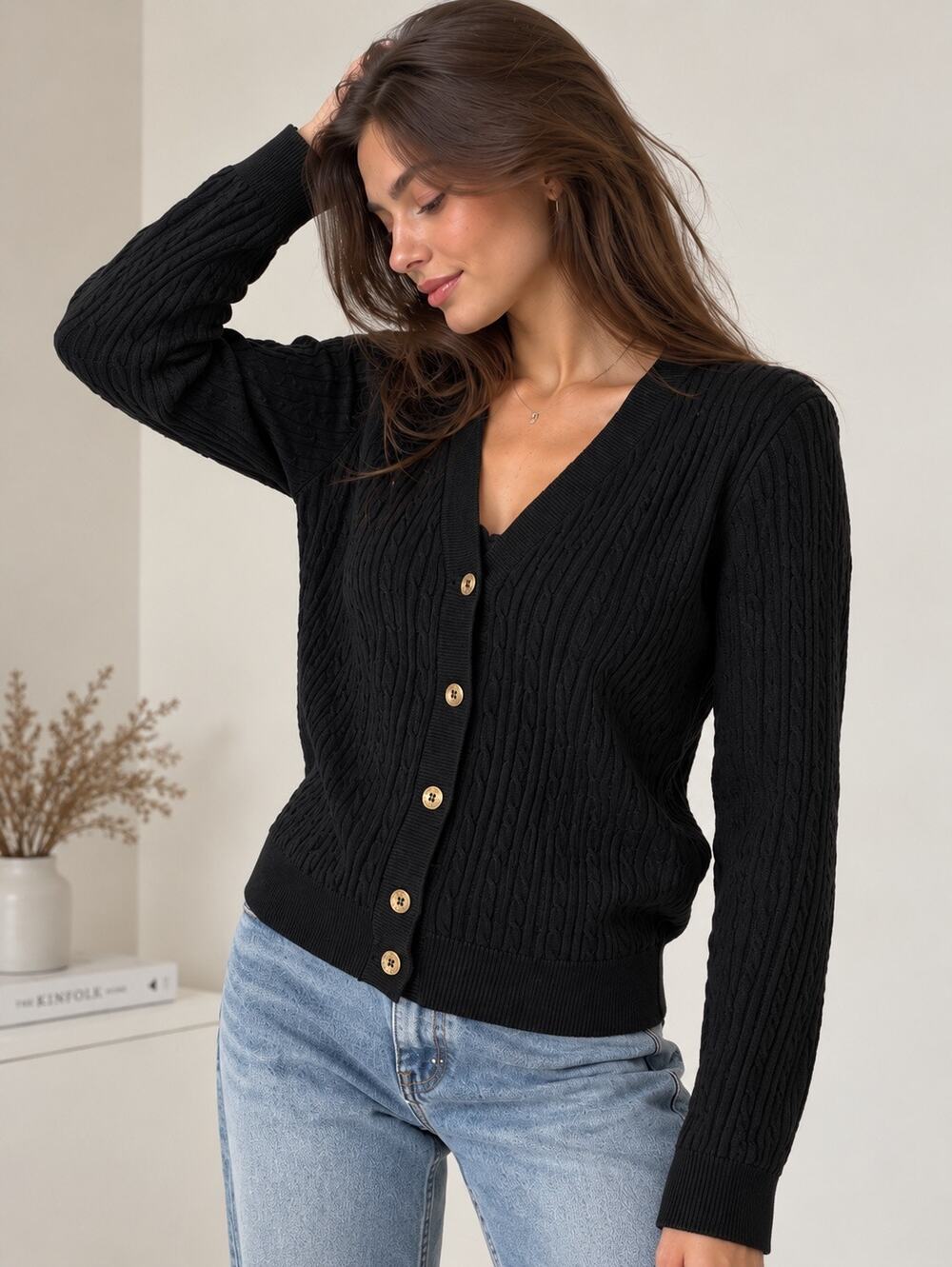 CHAPS Classics Cable Knit Cardigan Sweater – XL – 100% Cotton